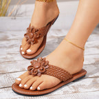 Damen Trendige Zehentrenner-Sandalen mit floralen Akzenten R&B