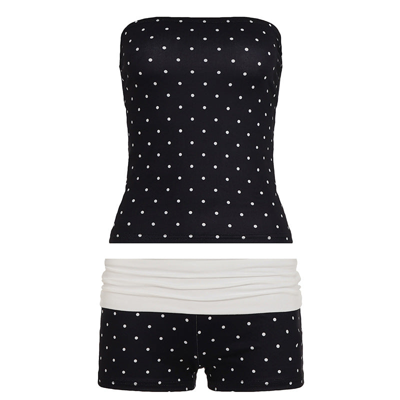 Damen Bikini-Set mit gepunktetem Design und elastischem Taillenausschnitt R&B