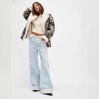 Damen Weite Jeans mit modischen Saumdetails
