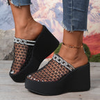 Damen Modische Plateau-Mules mit dekorativem Kettenbesatz R&B