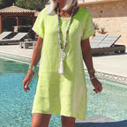 Damen Leichtes Strandkleid aus atmungsaktivem Leinen R&B