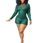 Damen Funkelndes Einteiler-Overall mit transparenten Einsätzen R&B