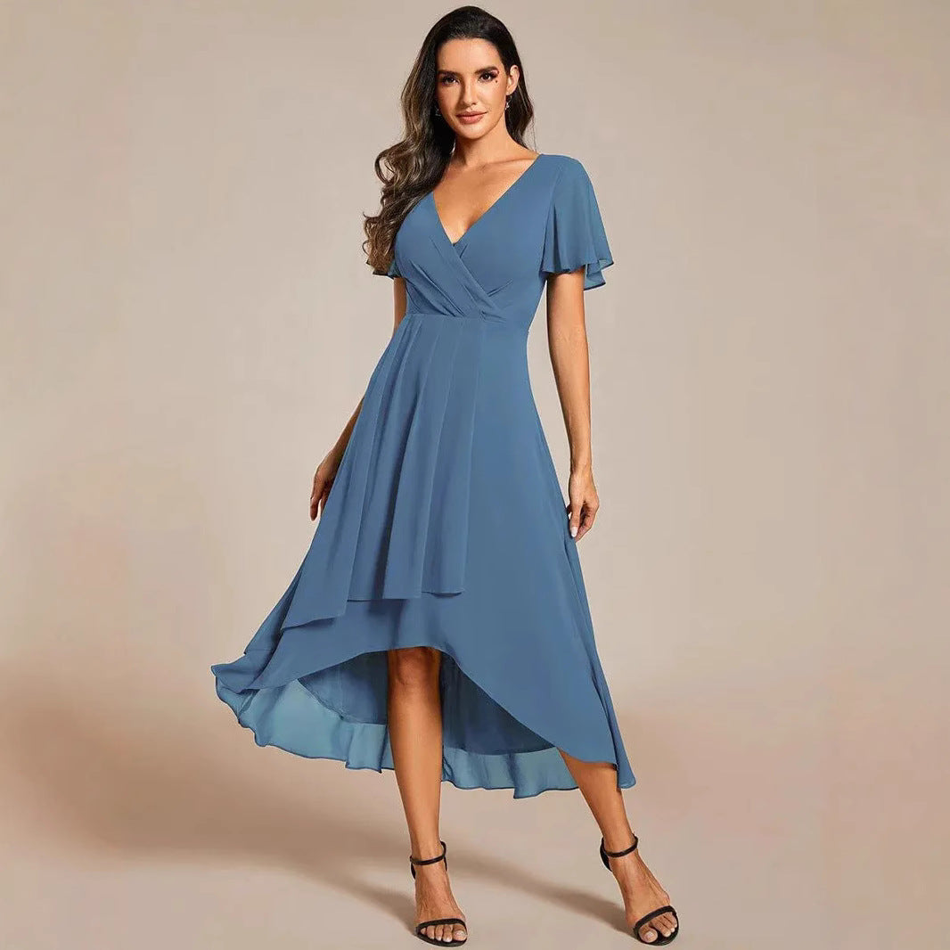 Damen Elegantes Wickelkleid mit asymmetrischem Saum R&B