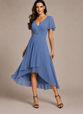Damen Elegantes Wickelkleid mit asymmetrischem Saum R&B