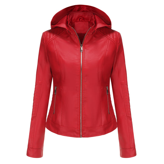 Damen Kapuzenjacke aus hochwertigem Kunstleder R&B