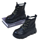 Damen Modische Winterstiefel mit dämpfender Profilsohle und seitlichem Reißverschluss