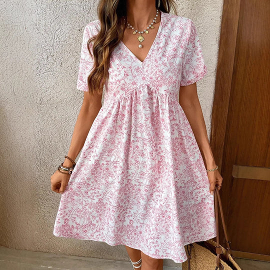 Damen Sommerliches Kleid mit floralem Muster und V-Ausschnitt R&B