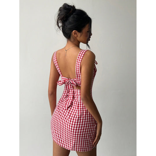 Damen Minikleid mit schickem V-Ausschnitt und dekorativem Rückenausschnitt R&B