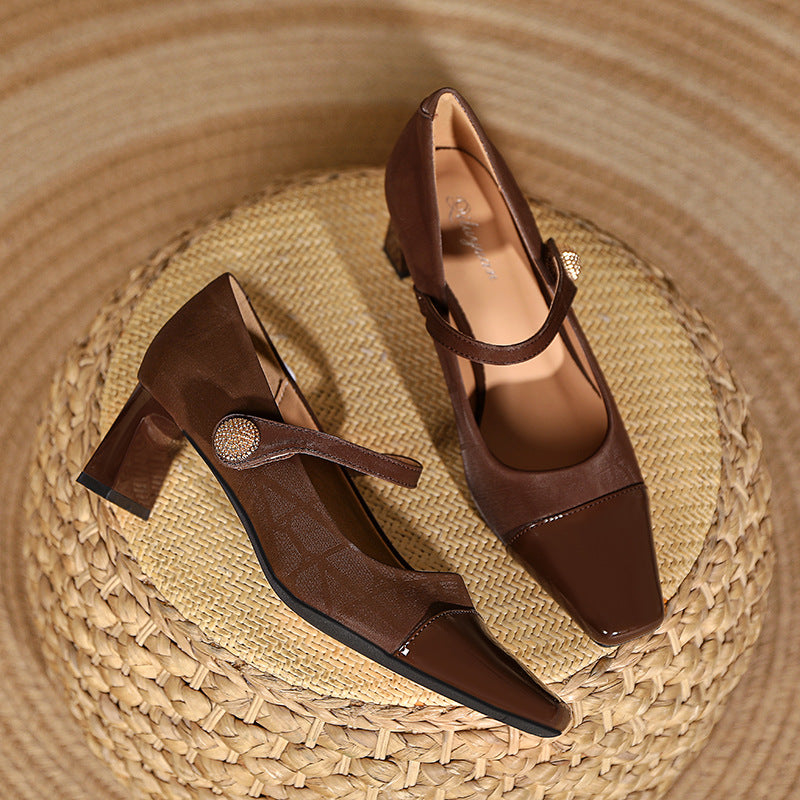 Damen elegante Mary Jane Pumps mit feinem Absatz und modischem Riemen