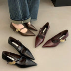 Damen elegante Sling-Pumps mit modischer Schnalle und hochwertigem Leder R&B