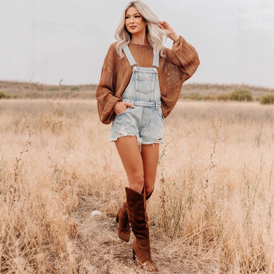 Damen Lässiger Strickpullover mit weit geschnittenen Ärmeln R&B