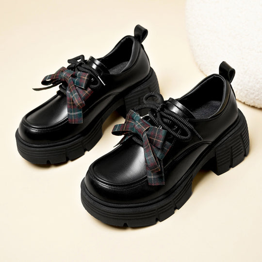 Damen Plateau-Schnürschuhe mit modischem Kettendetail und robustem Blockabsatz R&B