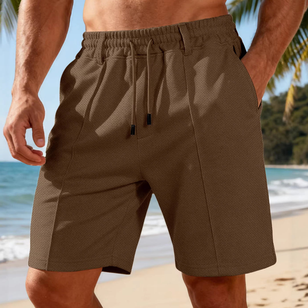 Herren nan Chino-inspirierte Relax-Shorts mit Bundfalten elastischem Tunnelzug und Eingrifftaschen R&B