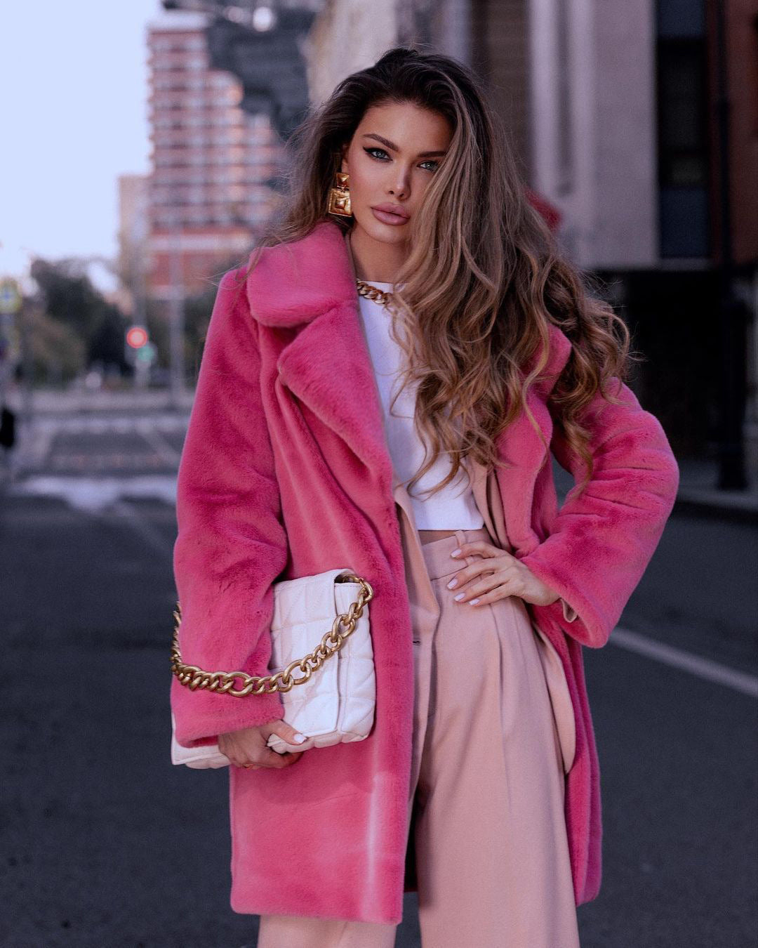 Damen Flauschteppich Mantel R&B