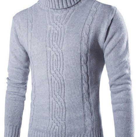 Herren modischer Strickpullover mit hochgeschlossenem Kragen und raffinierter Zopfmusterstruktur R&B