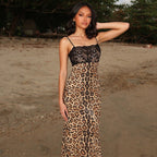 Damen Elegantes und verführerisches Leopardenspitzenkleid R&B