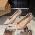 Damen elegante Pumps mit modischem Schleifendesign und bequemem Blockabsatz R&B