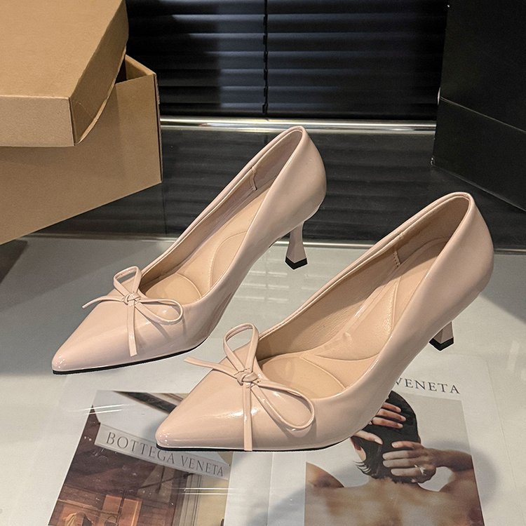 Damen elegante Pumps mit modischem Schleifendesign und bequemem Blockabsatz R&B