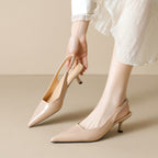 Damen Slingback-Pumps mit spitzem Zehenbereich und elegantem Hochglanz