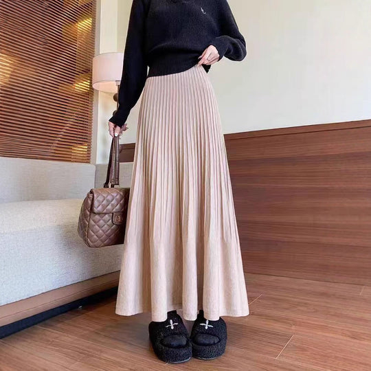 Damen eleganter Faltenrock mit hohem Bund R&B