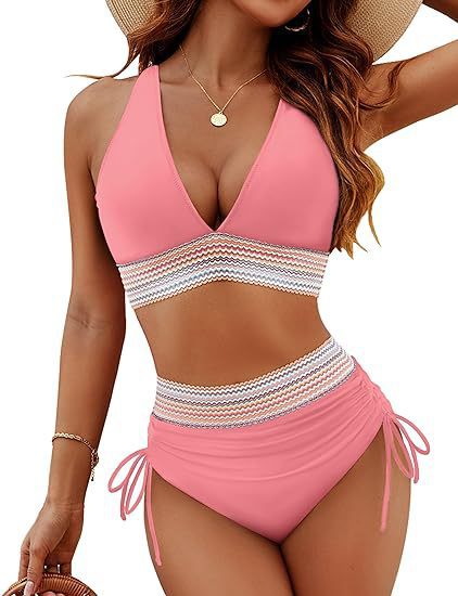 Damen Bikiniset mit hohem Bund und verstellbaren Rüschen R&B