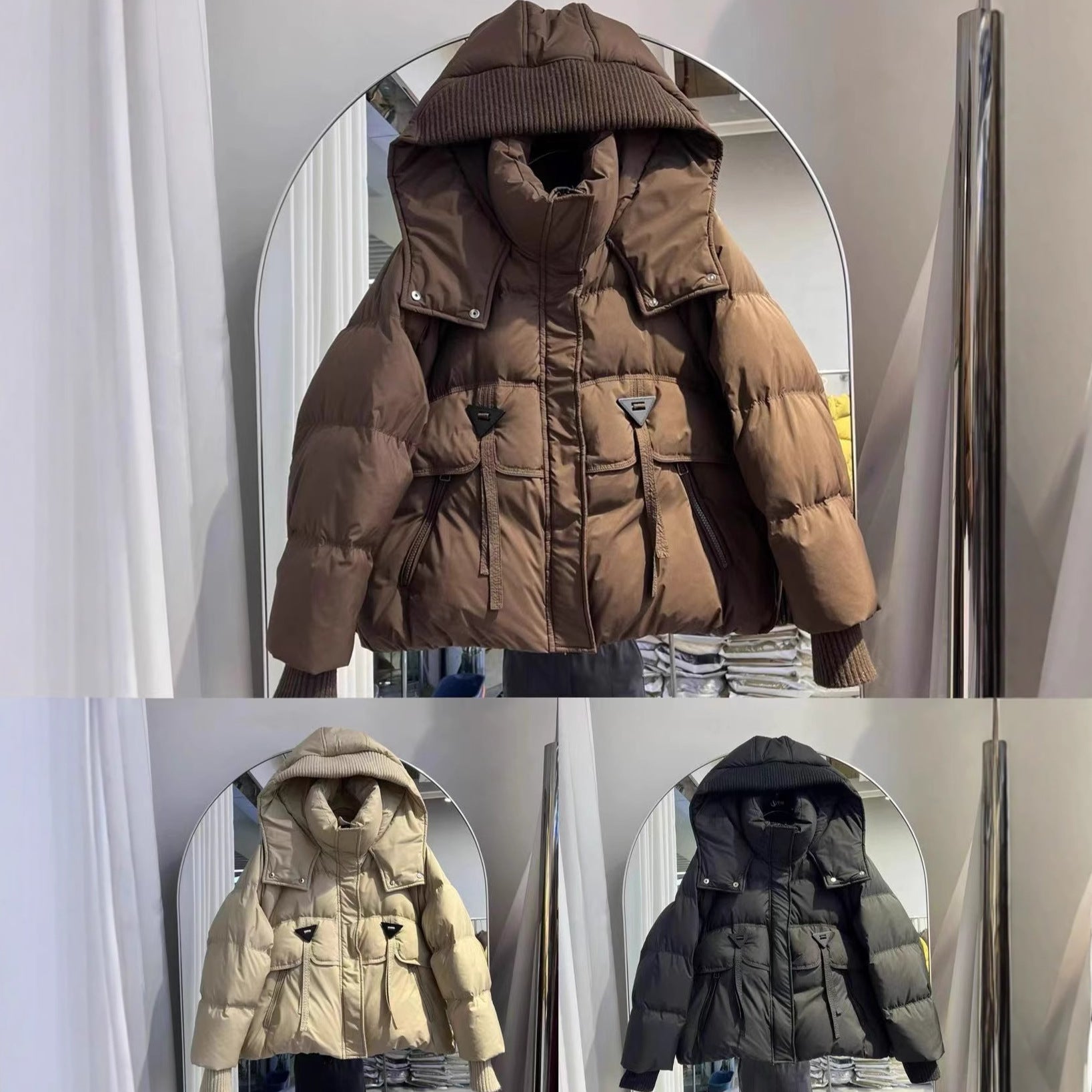 Damen Ultraleichte Pufferjacke mit verstellbarem Kapuzenkragen und praktischen Reißverschlusstaschen R&B