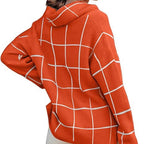 Damen Kariertes Hoodie mit Taschen und lässigem Schnitt R&B