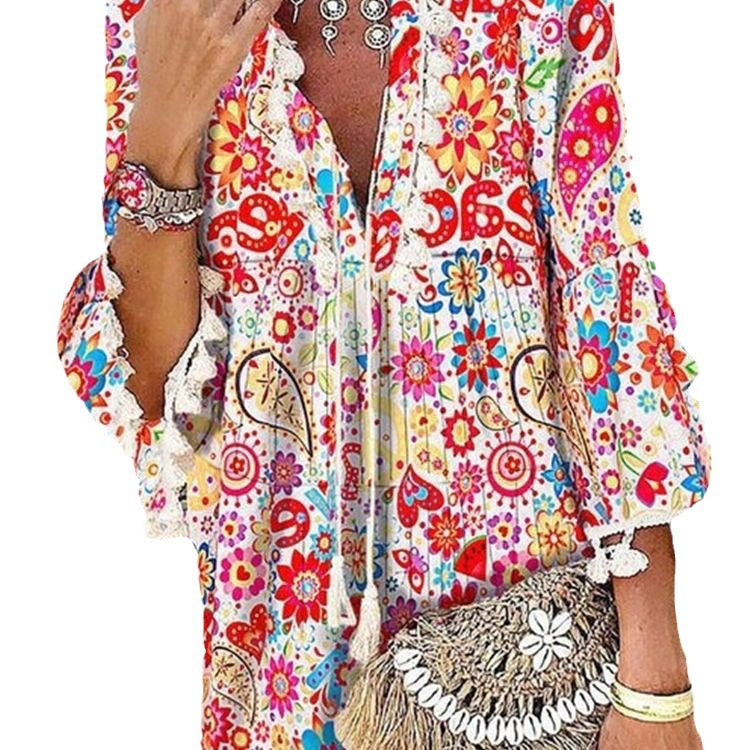 Damen Tunika-Kleid mit kreativem Print und Taschendetails R&B