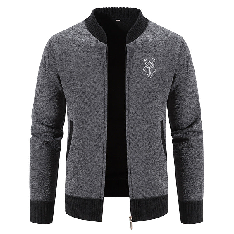 Herren modische Strickjacke mit Reißverschluss und hohem Kragen R&B