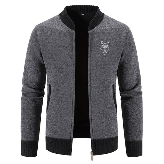 Herren modische Strickjacke mit Reißverschluss und hohem Kragen R&B