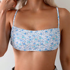 Damen Bandeau-Bikini-Oberteil mit fröhlichem Blumenmuster