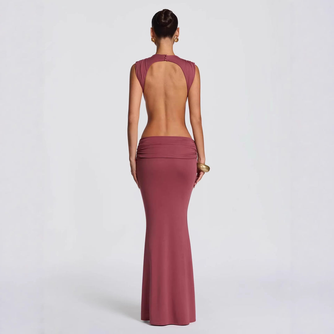 Damen Langes Maxi-Kleid mit raffinierten Cut-Outs und Raffung R&B