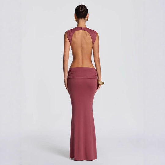 Damen Langes Maxi-Kleid mit raffinierten Cut-Outs und Raffung R&B