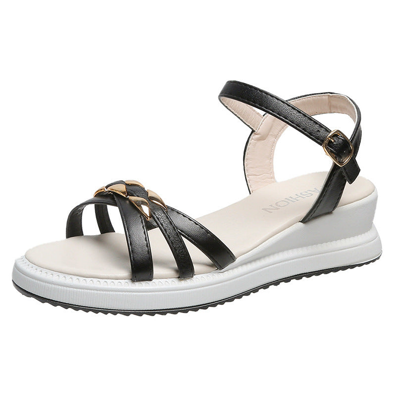 Damen Komfortable Sandalen mit verstellbarem Riemendesign und eleganten Metallic-Akzenten R&B