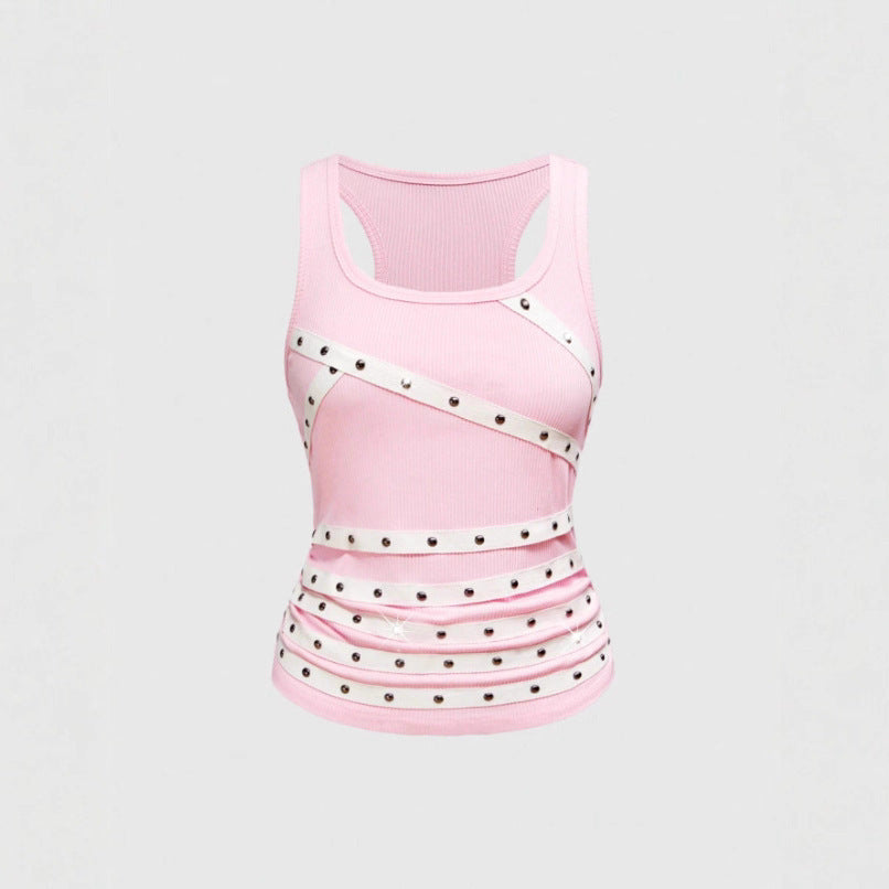 Damen Sportliches Top mit stylischen Nieten-Details R&B