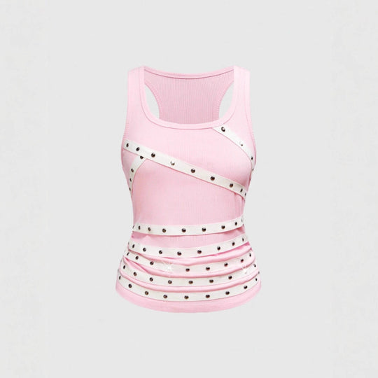 Damen Sportliches Top mit stylischen Nieten-Details R&B