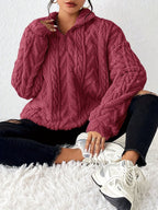 Damen Fleece Pullover mit hohem Kragen und strukturiertem Design R&B