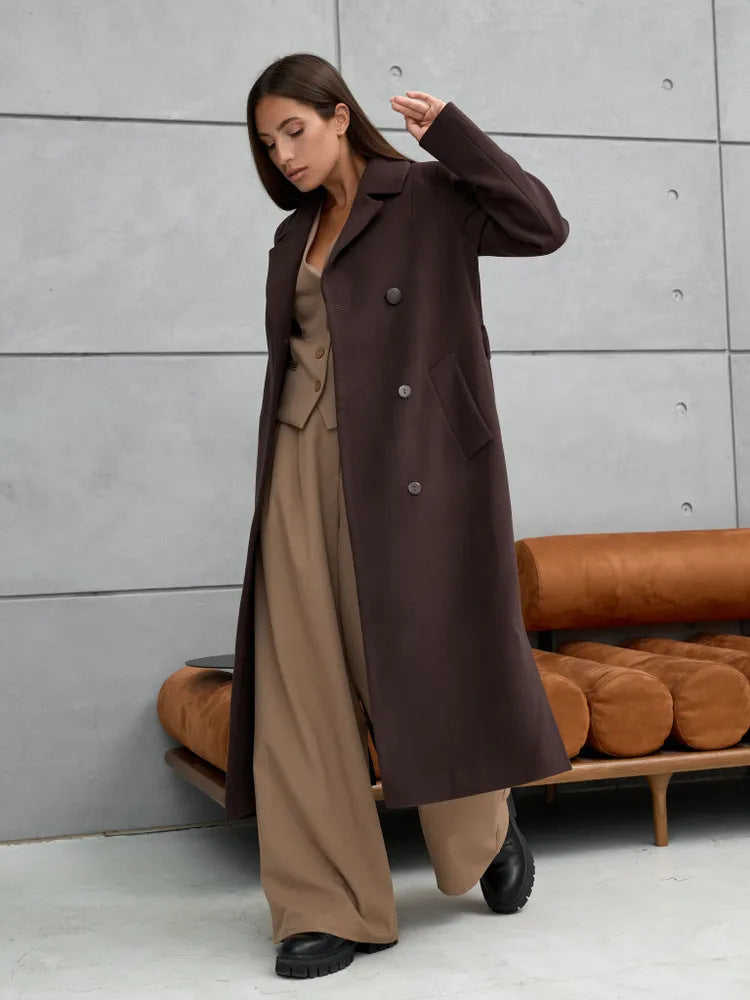 Damen Eleganter Wollmantel im doppelreihigen Design R&B