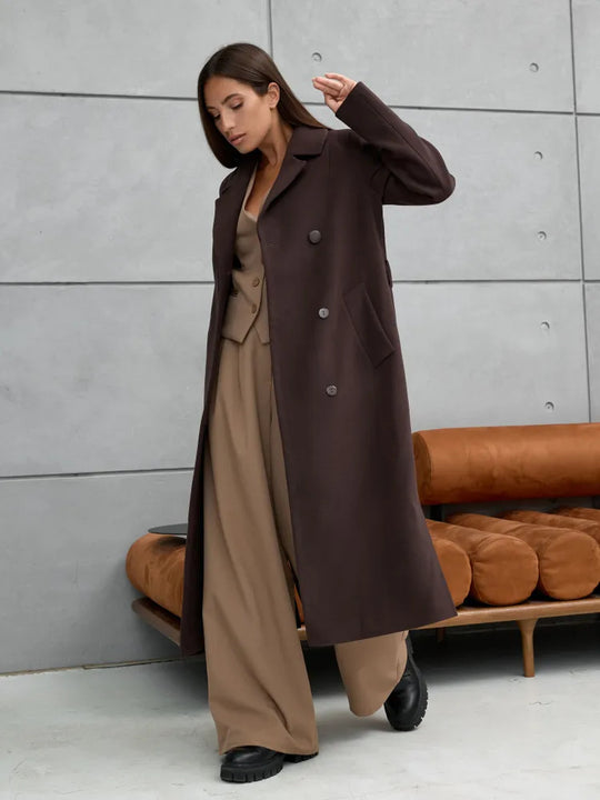 Damen Eleganter Wollmantel im doppelreihigen Design R&B