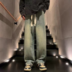 Herren weite Denim-Hose im urbanen Stil mit lässigem Schnitt und bequemem Gummizug