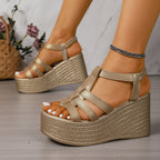 Damen Wedge-Sandalen mit elegantem Riemendesign und Komfort-Fußbett R&B