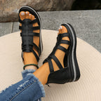 Damen Wedge-Sandaletten mit atmungsaktivem Obermaterial und eleganten Riemendetails R&B
