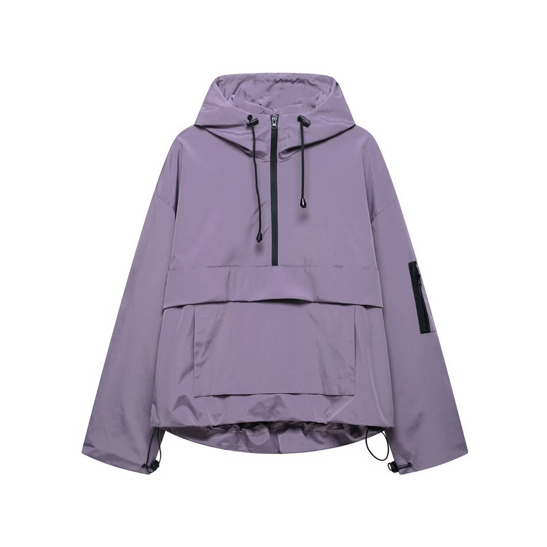 Damen lässige Übergangsjacke mit hohem Kragen und praktischen Taschen R&B
