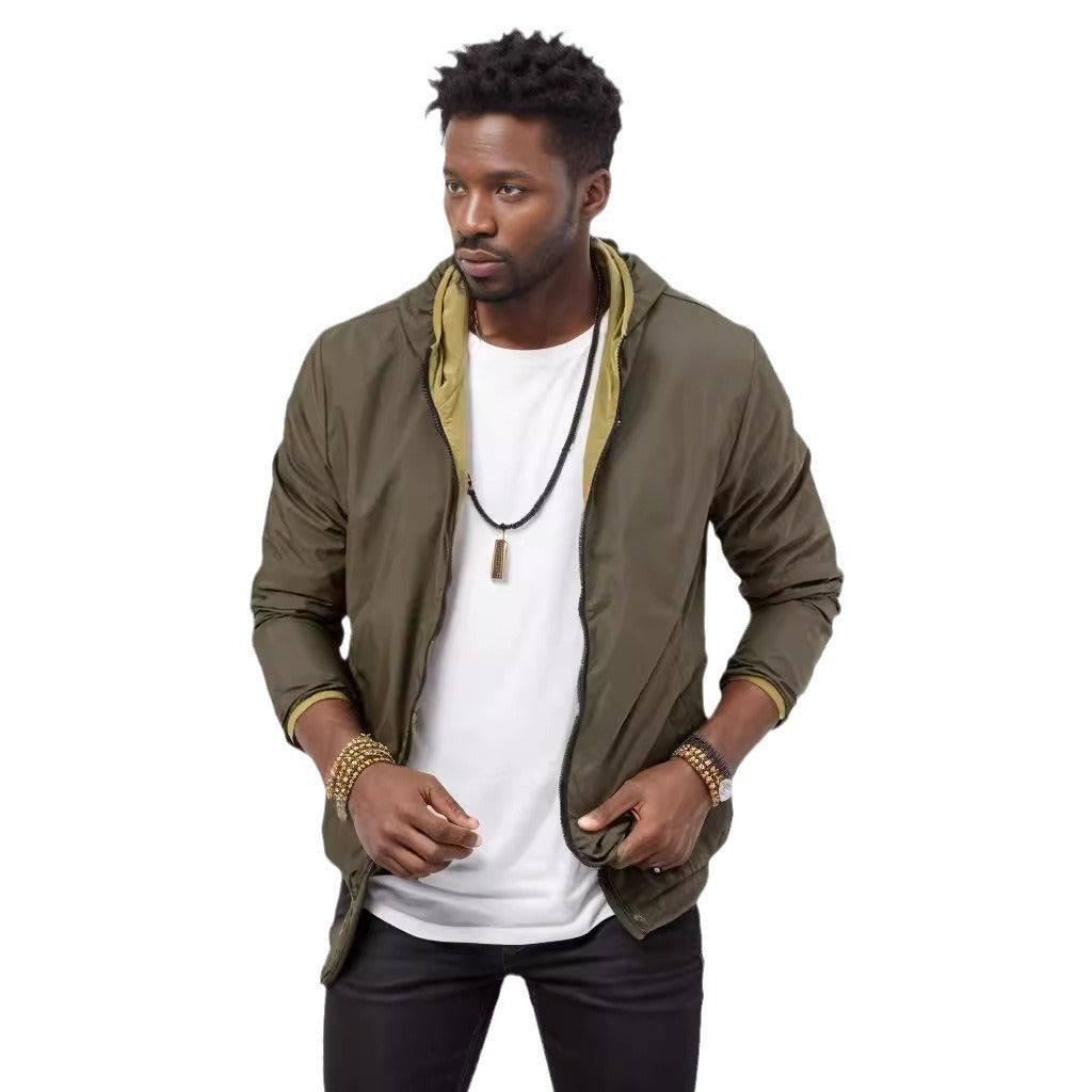 Herren sportliche Übergangsjacke mit funktionalem Kapuzenkragen und elastischen Bündchen R&B