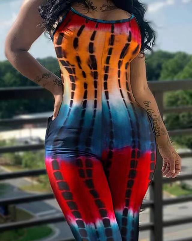 Damen ästhetischer Jumpsuit mit schickem Tie-Dye-Muster R&B