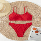 Damen Hochtailliertes Bikini-Set mit schmalen Trägern und elastischem Bund R&B