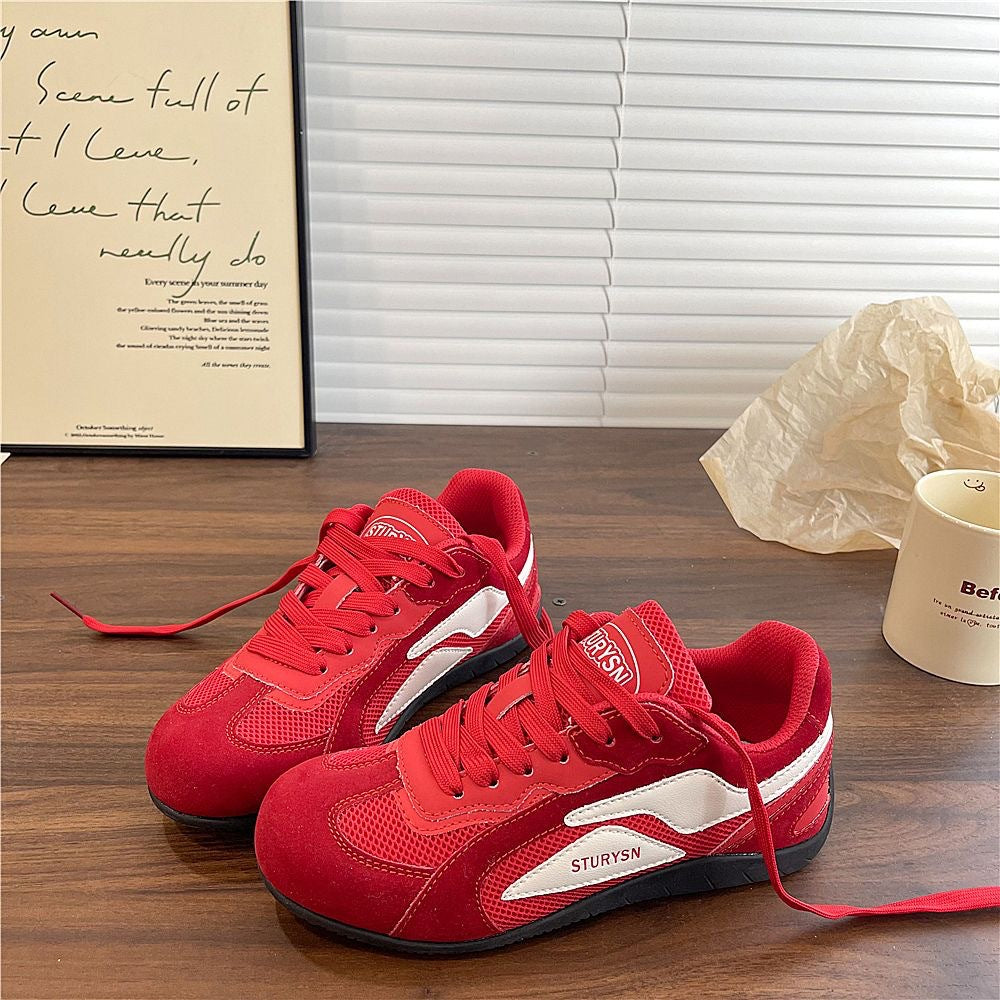 Damen Sportliche Sneaker mit weicher Veloursoberfläche und atmungsaktiver Netzstruktur