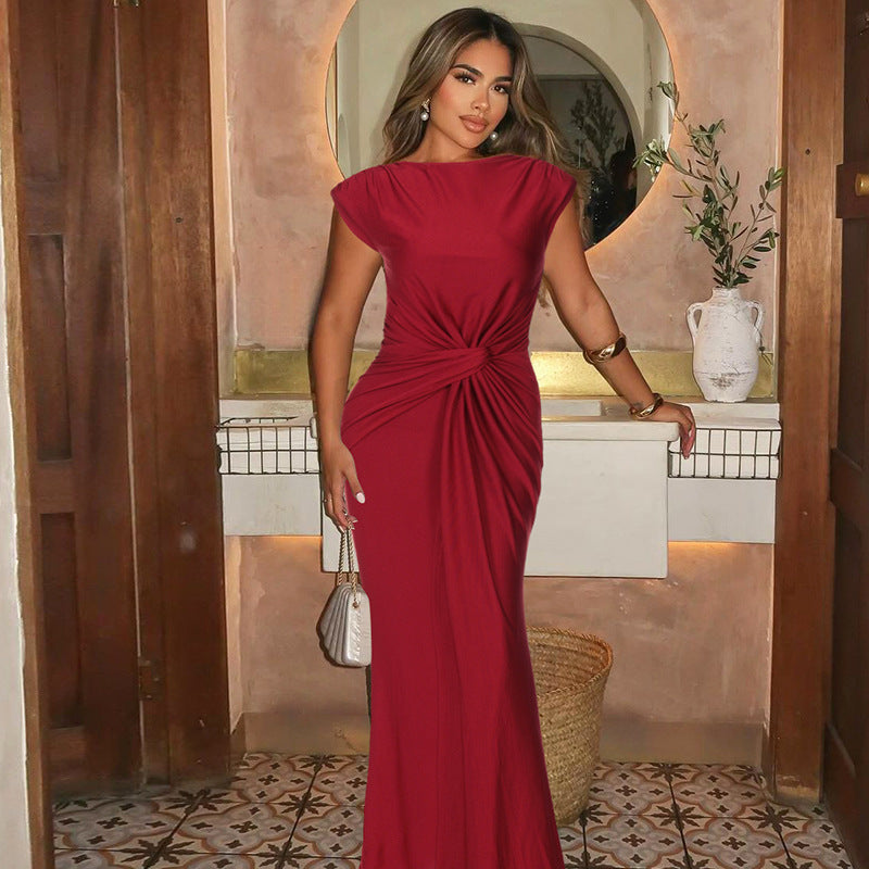 Damen Elegantes Wickelmaxikleid mit raffiniertem Drapierungselement R&B