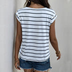 Damen Streifen-T-Shirt mit elegantem Schnitt und modischen Details R&B