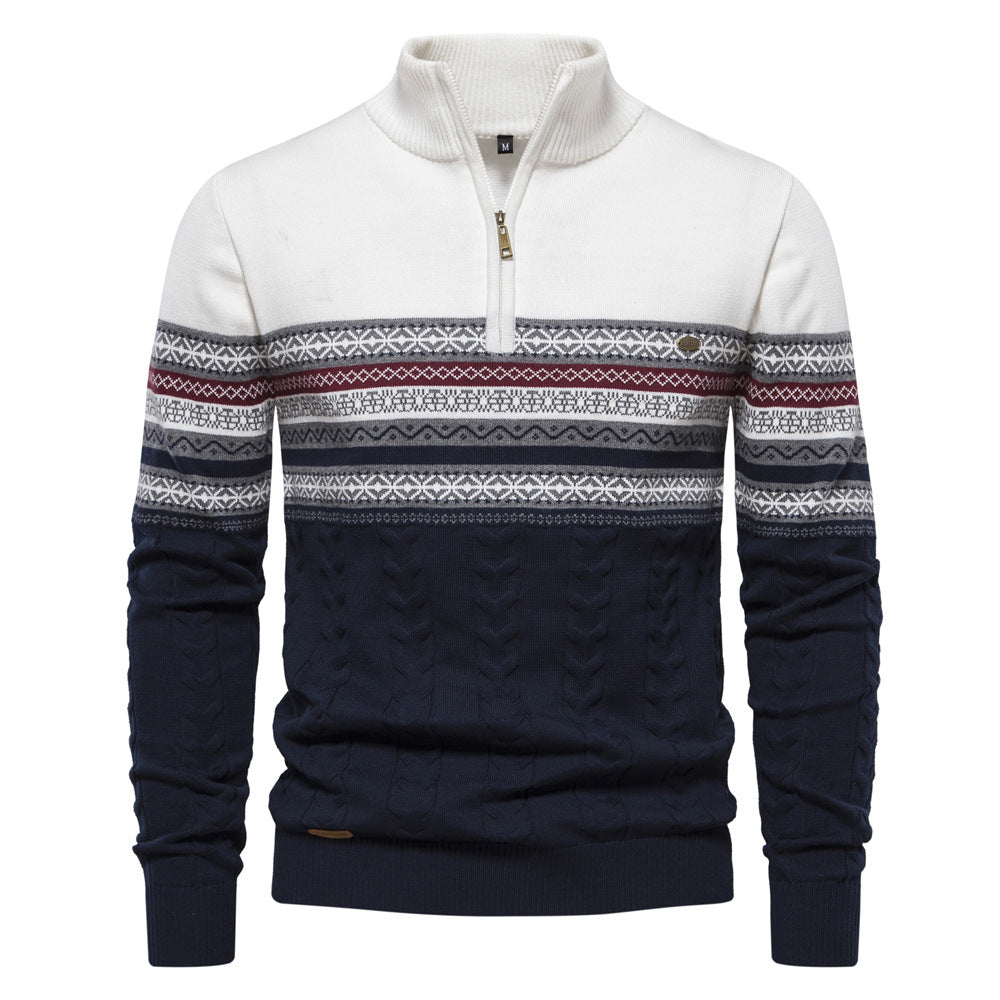 Herren Pullover mit modernem Zipper und attraktiven Farbmustern
